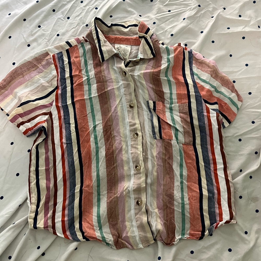 Orange and Cream Stripped Crop Top